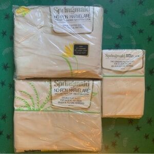 Vintage SPRINGMAID MARVELAIRE Double Sheet and Pillowcase set Floral Cottagecore